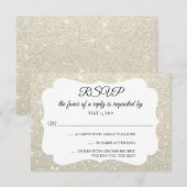RSVP Uw Dag Glitter Fab White Gold Kaartje (Voorkant / Achterkant)