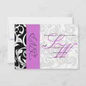 RSVP van Black and Paars Swirl Wedding (Voorkant)