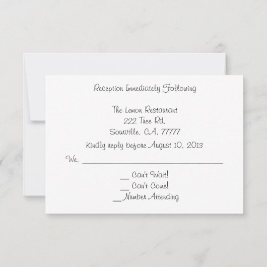 RSVP van Bright Floral Wedding Reception Kaart (Achterkant)