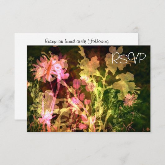 RSVP van Bright Floral Wedding Reception Kaart (Voorkant / Achterkant)