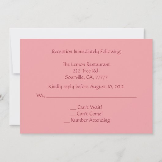 RSVP van bruiloft Kaart (Achterkant)