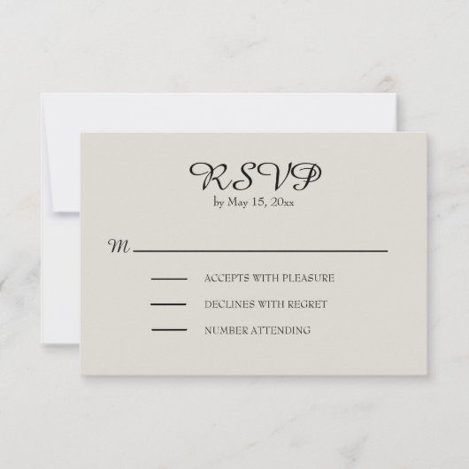 RSVP van crème en bruin Rustic Wedding (Voorkant)