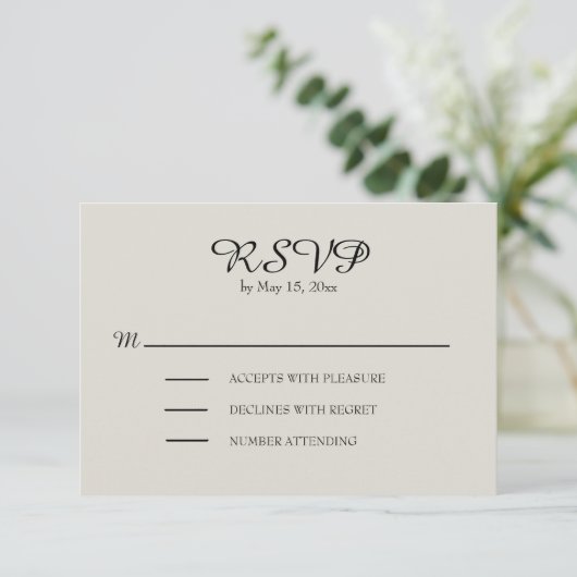 RSVP van crème en bruin Rustic Wedding (Staand voorkant)