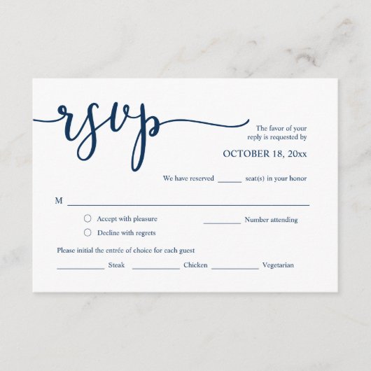 RSVP van de Uitnodiging van het huwelijk, de Kaart (Voorkant)