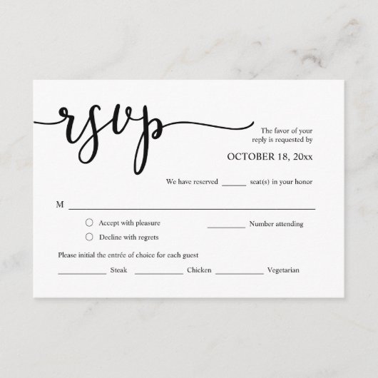 RSVP van de Uitnodiging van het huwelijk, de Kaart (Voorkant)