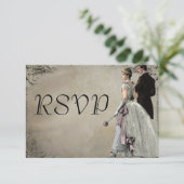 RSVP van de Vintage Bride en Groom Wedding (Staand voorkant)