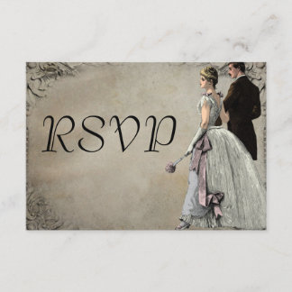 RSVP van de Vintage Bride en Groom Wedding Kaartje