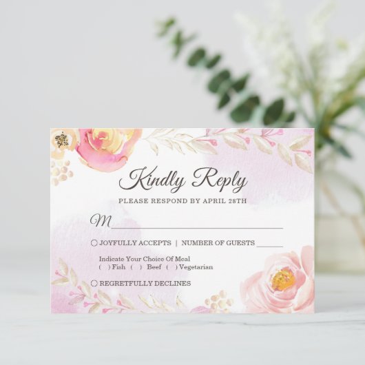 RSVP van de Waterverf van de lente Girly Pink & Go (Staand voorkant)