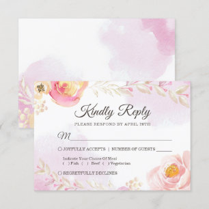 RSVP van de Waterverf van de lente Girly Pink & Go Kaartje