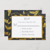 RSVP van elegant en zwart-wit en goudkoorts (Voorkant / Achterkant)