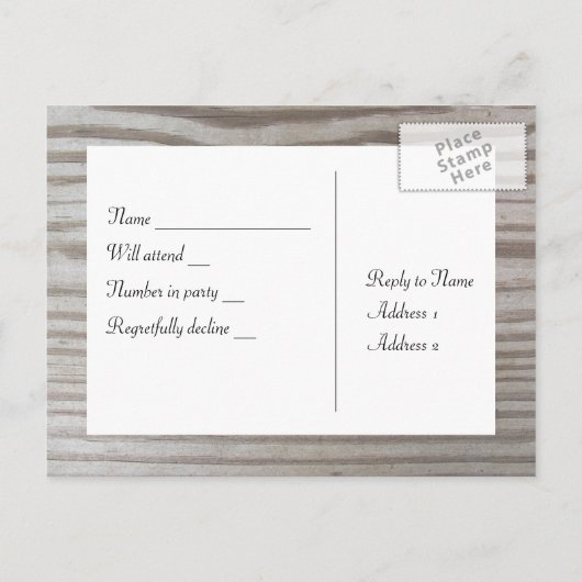 RSVP van gebandeerd hout Uitnodiging Briefkaart (Achterkant)