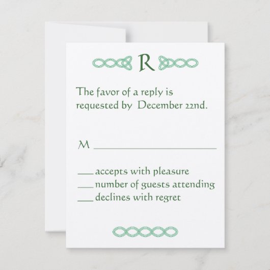 RSVP van gerst en Keltisch Groen Kaartje (Voorkant)