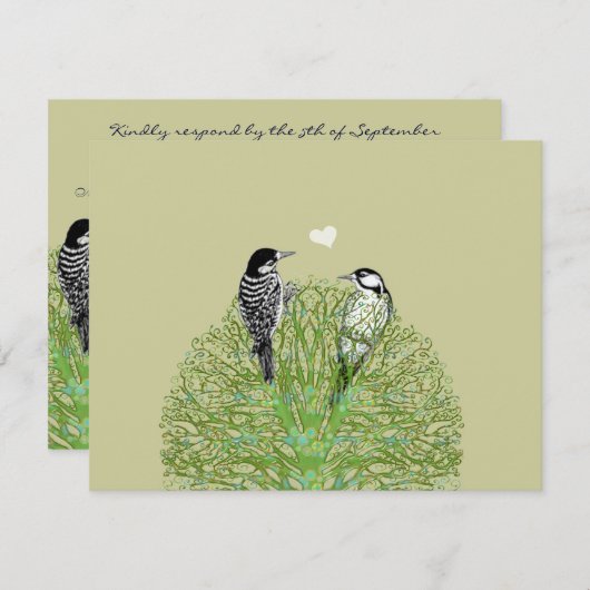 RSVP van groene wervelkolom met  vogels (Voorkant / Achterkant)