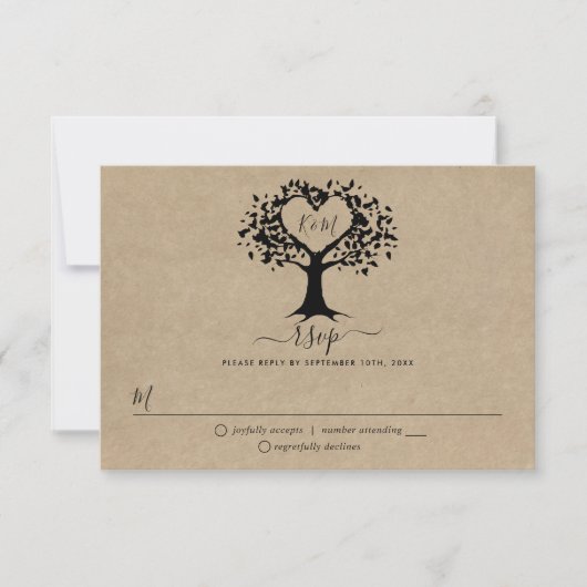 RSVP van het Collectie van de Rustic Heart Wedding (Voorkant)