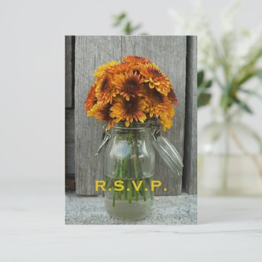 RSVP van het hele huwelijk: Mason Jar Flowers & Ba (Staand voorkant)