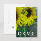 RSVP van het hele huwelijk: Zonnebloemen Mason Jar (Voorkant / Achterkant)