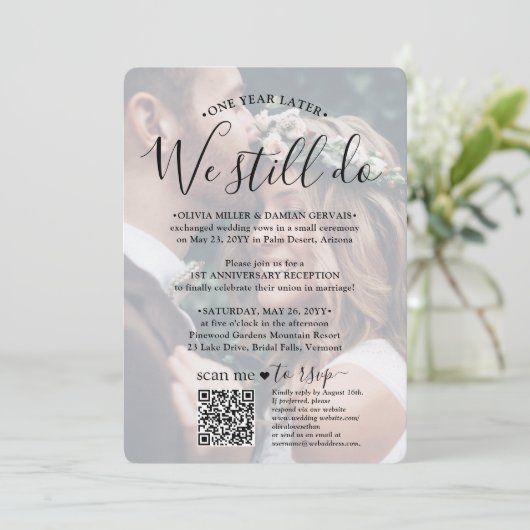 RSVP van het Jubileum van het huwelijk de QR- Code Kaart (Staand voorkant)