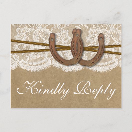 RSVP van het Kraft-, Lace- en Hoefijzer-Collectie Uitnodiging Briefkaart (Voorkant)