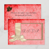 RSVP van het  ribbon en het rode bruiloft Kaartje (Voorkant / Achterkant)
