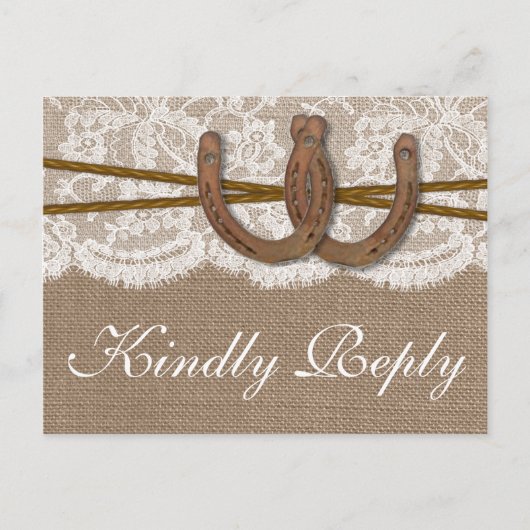 RSVP van het Rustic Hoefijzer Wedding Collectie Uitnodiging Briefkaart (Voorkant)