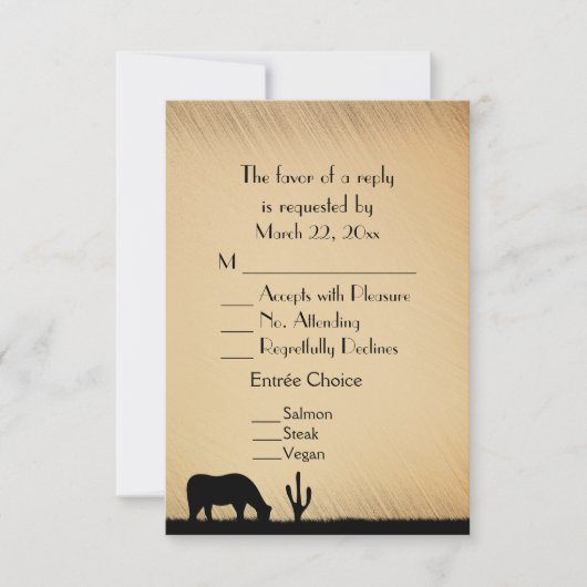 RSVP van het westerne Weddenschap Menu (Voorkant)
