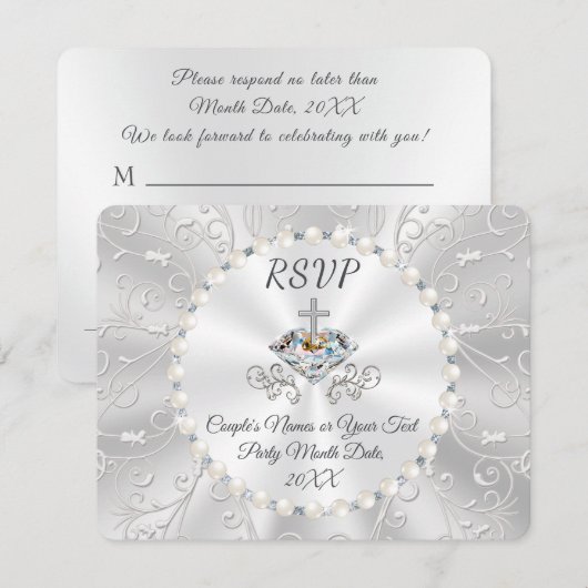 RSVP van Jubileum of bruiloft met keuze uit maalti Kaart (Voorkant / Achterkant)