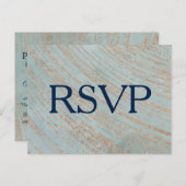 RSVP van koper en blauwe marmer Wedding Uitnodiging Briefkaart (Voorkant / Achterkant)
