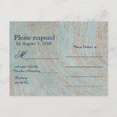 RSVP van koper en blauwe marmer Wedding Uitnodiging Briefkaart (Achterkant)