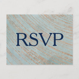 RSVP van koper en blauwe marmer Wedding Uitnodiging Briefkaart