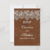 RSVP van leder en Lace Kijk Wedding (Voorkant)