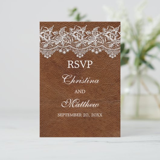 RSVP van leder en Lace Kijk Wedding (Staand voorkant)