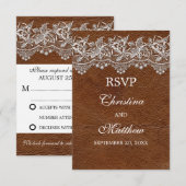 RSVP van leder en Lace Kijk Wedding (Voorkant / Achterkant)