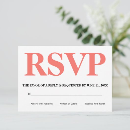 RSVP van levende koraal- en wittypografie (Staand voorkant)