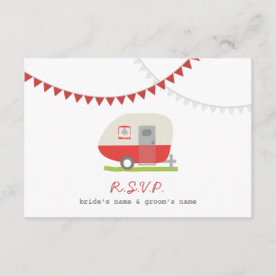 RSVP van Red Retro Trailer & Bunting Wedding RSVP