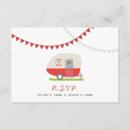 RSVP van Red Retro Trailer & Bunting Wedding RSVP Kaartje