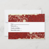 RSVP van rood leder en kant met enveloppen Kaartje (Achterkant)