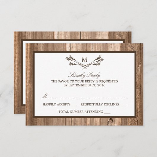 RSVP van Rustic Monogram van het land (Voorkant / Achterkant)