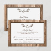 RSVP van Rustic Monogram van het land Kaartje (Voorkant / Achterkant)