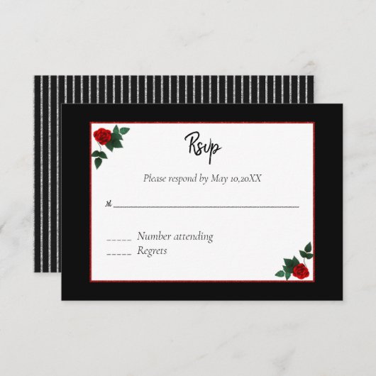 RSVP van zwarte en rode roze (Voorkant / Achterkant)