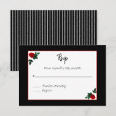 RSVP van zwarte en rode roze Kaartje (Voorkant / Achterkant)