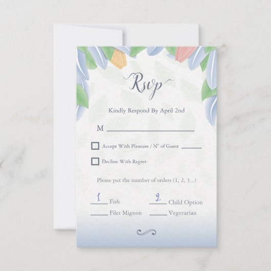 RSVP - Vectorial Tulip With Leaves In Cold Color (Voorkant)