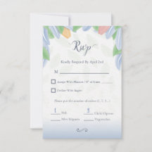 RSVP - Vectorial Tulip With Leaves In Cold Color