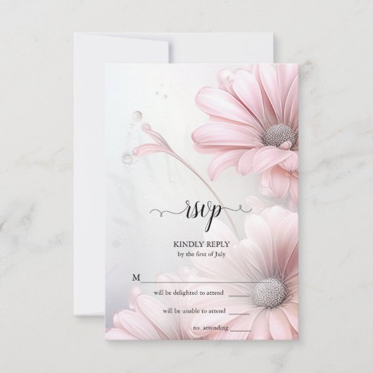 RSVP Verbluffende Elegante Roze Daisies Kaartje (Voorkant)