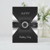RSVP Verjaardag Diamanten Juweel Zwart Wit Zilver (Staand voorkant)