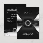 RSVP Verjaardag Diamanten Juweel Zwart Wit Zilver (Voorkant / Achterkant)