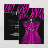 RSVP Verjaardag Roze Zebra Zwart Jurk (Voorkant / Achterkant)