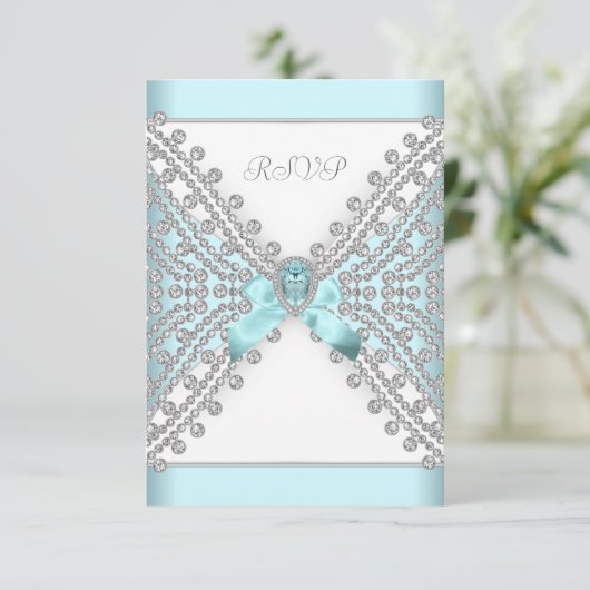 RSVP Verjaardagsfeest Blauwgroen Blauw Zilver Wit (Staand voorkant)