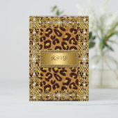 RSVP Verjaardagsfeest Goud Zwart Luipaard Elke lee (Staand voorkant)
