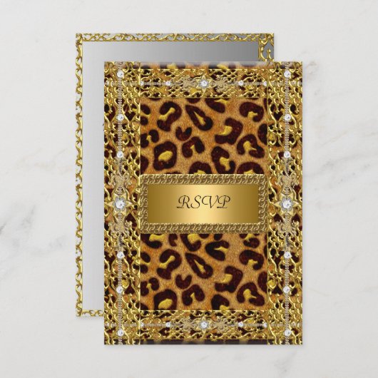 RSVP Verjaardagsfeest Goud Zwart Luipaard Elke lee (Voorkant / Achterkant)
