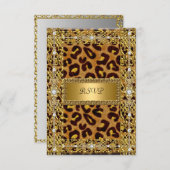 RSVP Verjaardagsfeest Goud Zwart Luipaard Elke lee (Voorkant / Achterkant)